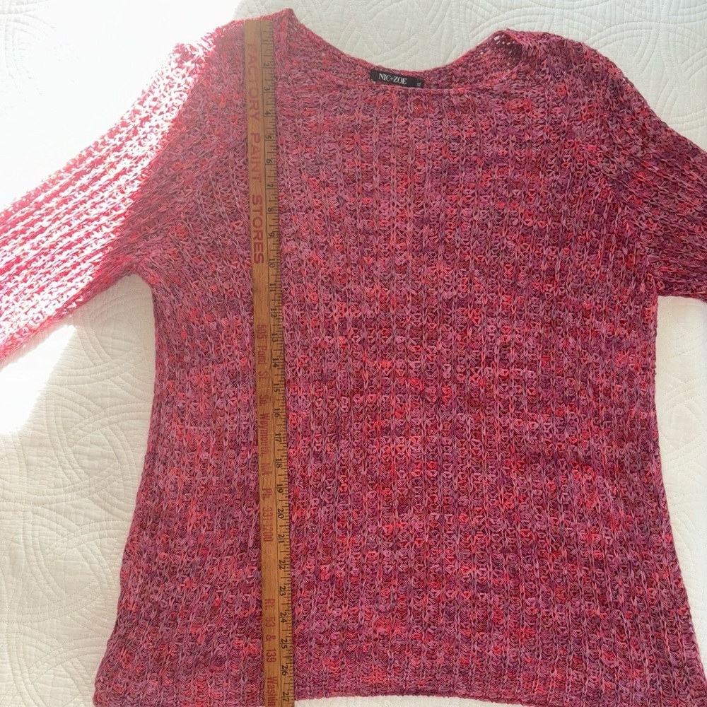 Fringe Bohemian NIC+ZOE crochet knit Sweater with fringe bell sleeve XL - Picture 7 of 9